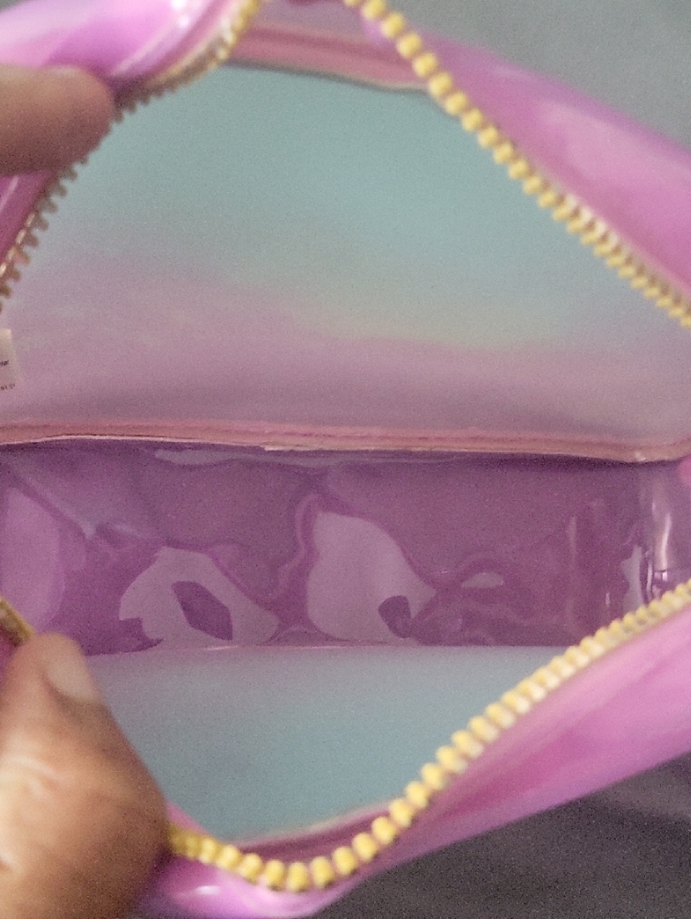 PINK Victoria's Secret Iridescent Lavender-to-Teal Cosmetic Pouch - Picture 7 of 9